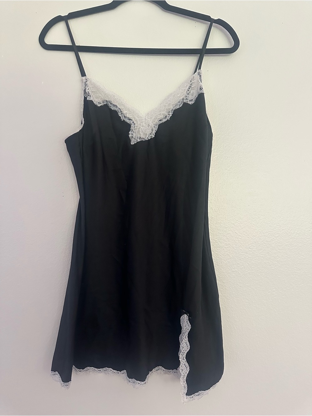 Victoria's Secret Black Slip with White Lace Trim